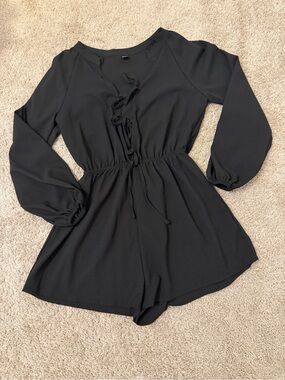 SHEIN Long-Sleeve Tie-Front Romper, Small!